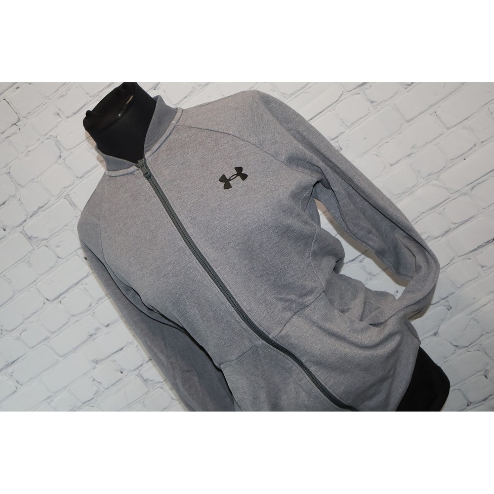 Under Armour Full Zip Bomber Jacket Womens Medium Gray Activewear Fitted